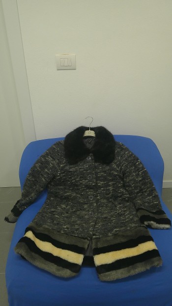 Giaccone donna di lana/ ecopelliccia