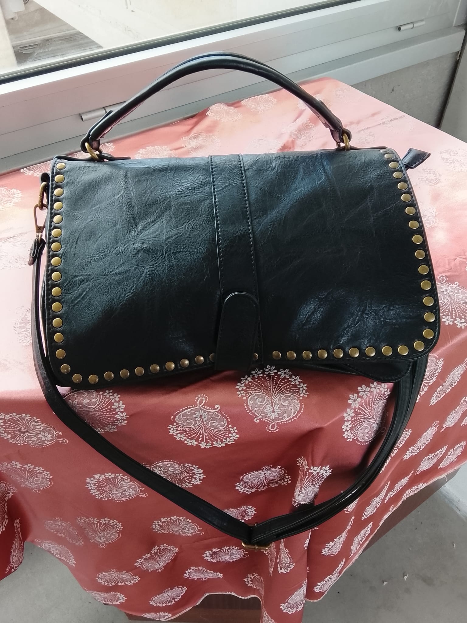 Borsa nera in pelle vera